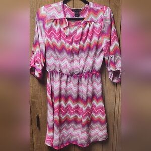 Delirious Pink Cuffed Sleeve Sundress
